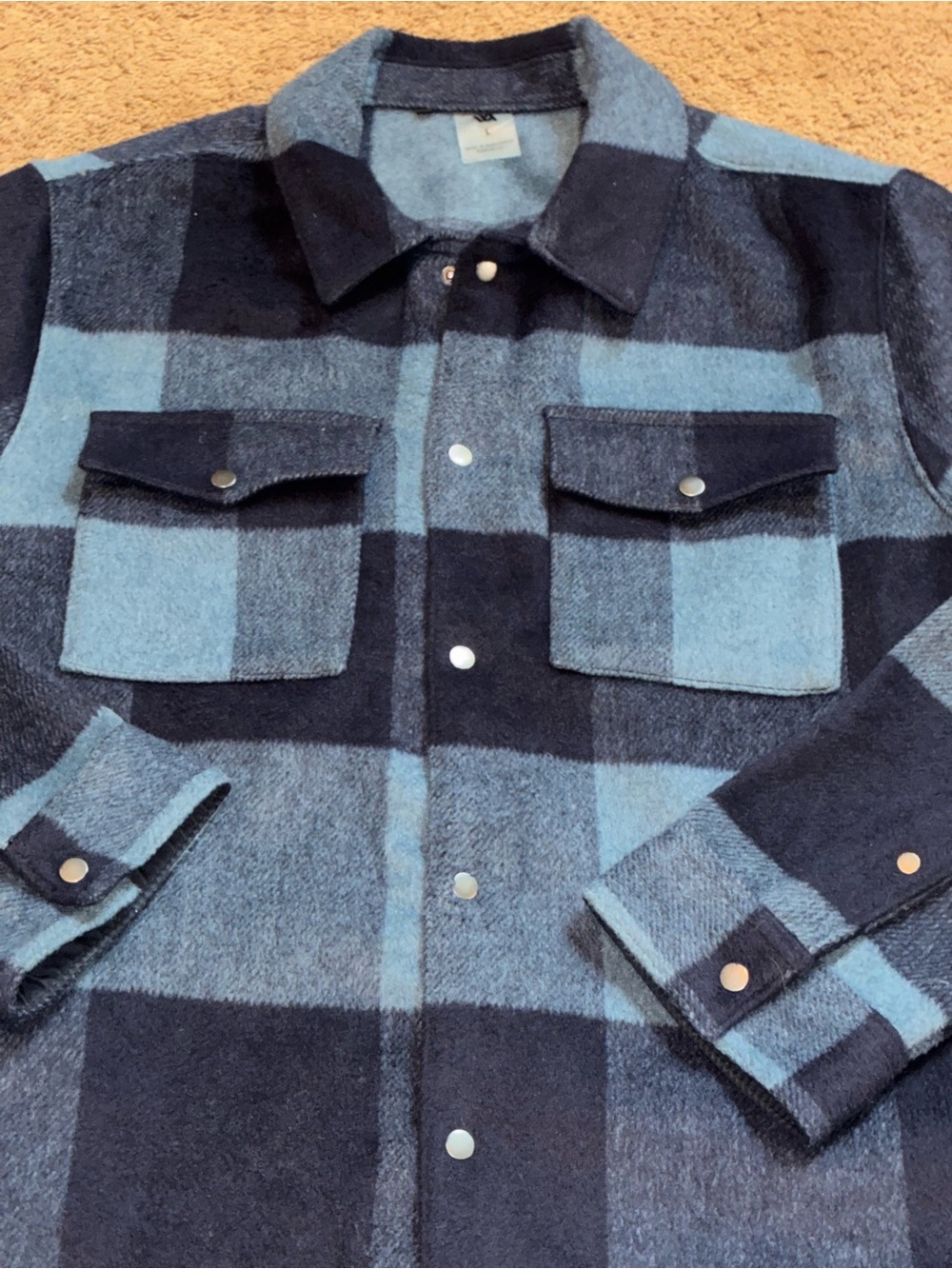 Blue & Navy Buffalo Plaid Fleece Shacket